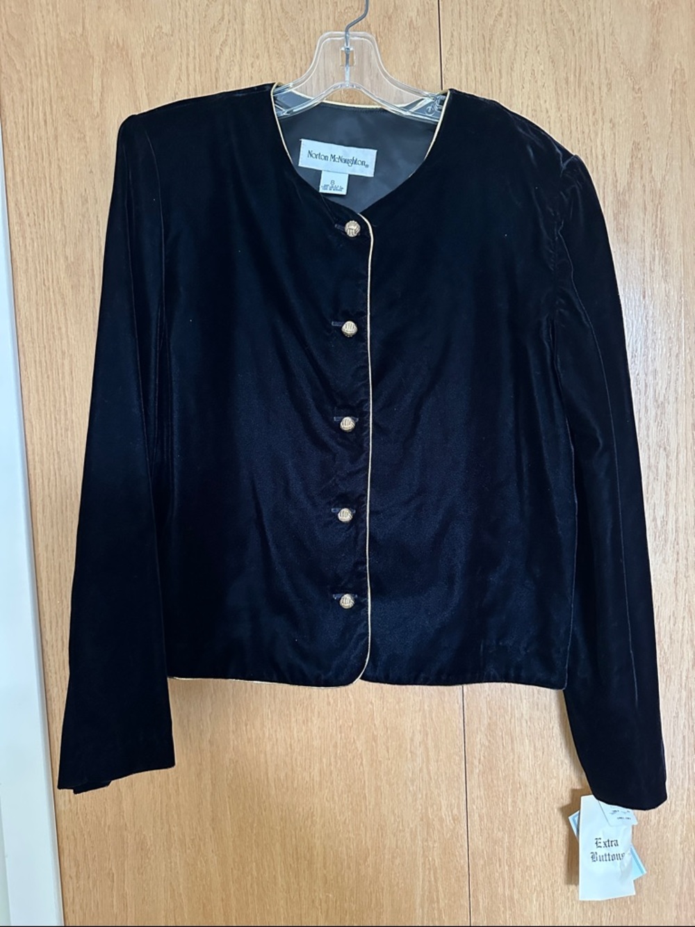 Norton McNaughton Elegant Black Velvet Suit with Blazer and Skirt